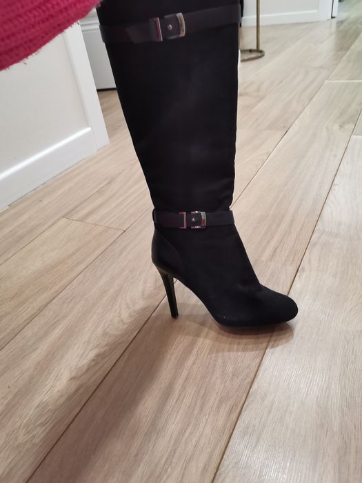 Сапоги с каблуком замшевые женские