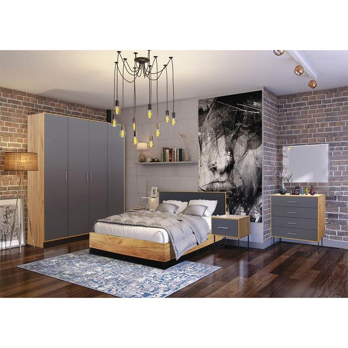 Спальная "Мальта" дуб крафт золотой + графит матовый