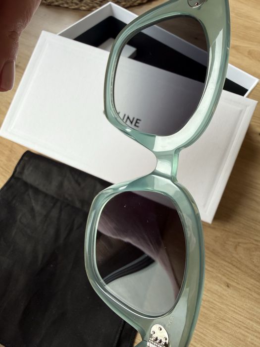Celine ochelari de soare colectia 2025 turqouse cu lentile gri inchis