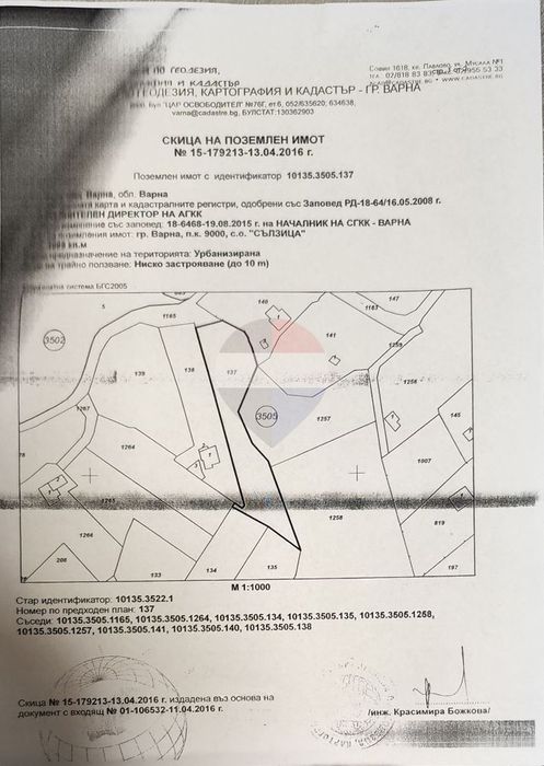 Парцел в Варна-м-т Сълзица площ 1099 цена 25000