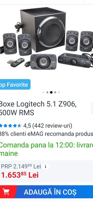 Boxe Logitech 5.1 Z906, 500W RMS