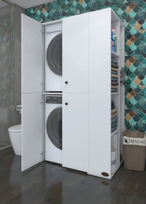 Шкаф за пералня и сушилня с рафтове