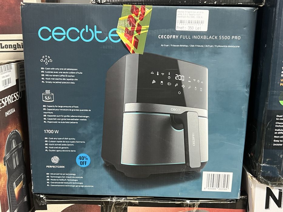 Air Fryer Cecotec Cecofry Full InoxBlack 5500 Pro, 5.5L, 1700W