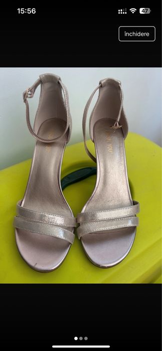 Sandale elegante aurii toc mediu