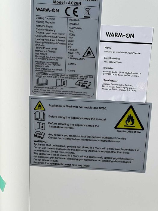 Климатик Мобилен Фреон Нов Топло Студено