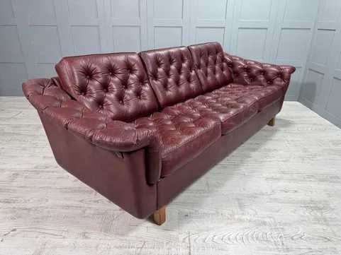 Винтидж диван 3-ка естествена кожа Р473-Д
