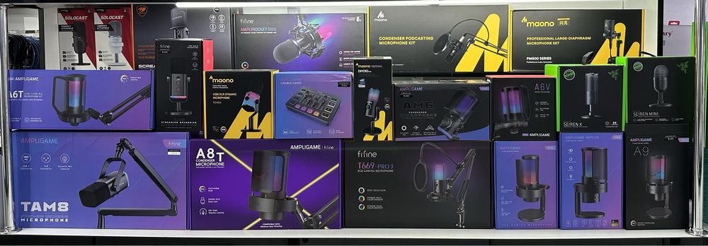 Микрофоны пантографы Fifine, Maono, HyperX, Razer в ассортименте