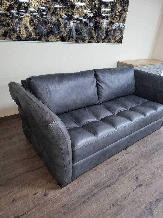 Тъмно сив кожен диван тройка "SARDINIA"