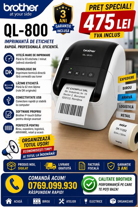 Brother QL-800 | Produs nou, sigilat | Livrare gratuita