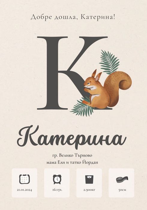 Бебешка визитка за добре дошло