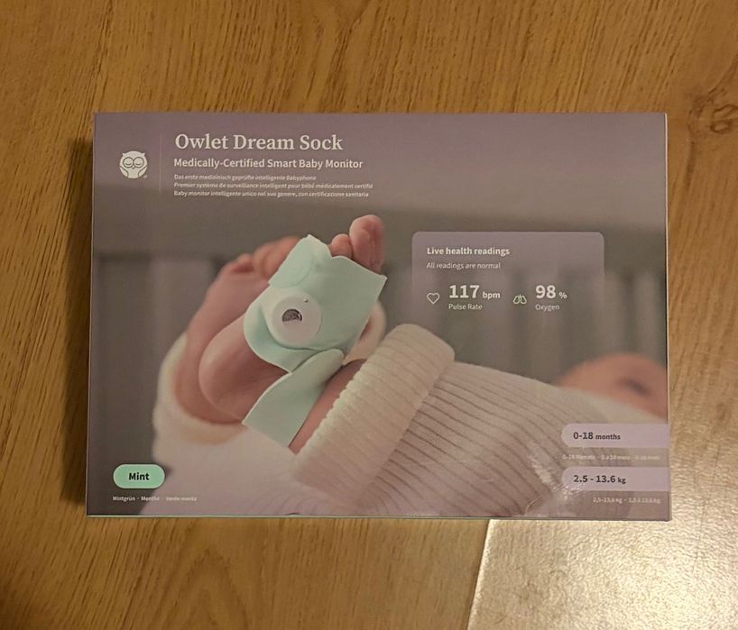 Чисто нов бебешки смарт чорап Owlet Dream Sock
