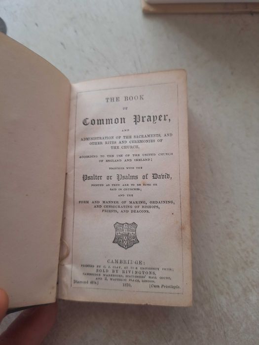 Книга молитвеник Англия 1870 г