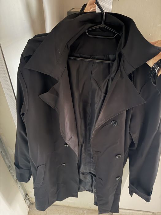 Шлифер черен(нов),мъжки дълъг,с копчета M/L