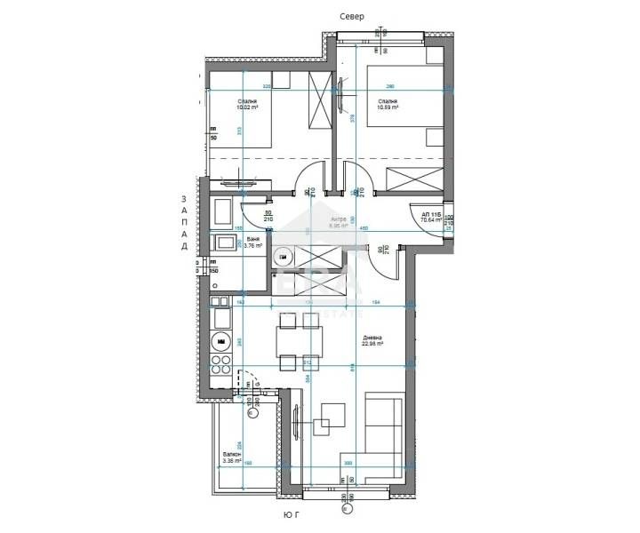 Тристаен, ексклузивен, югозападен апартамент за продажба, с морска пан
