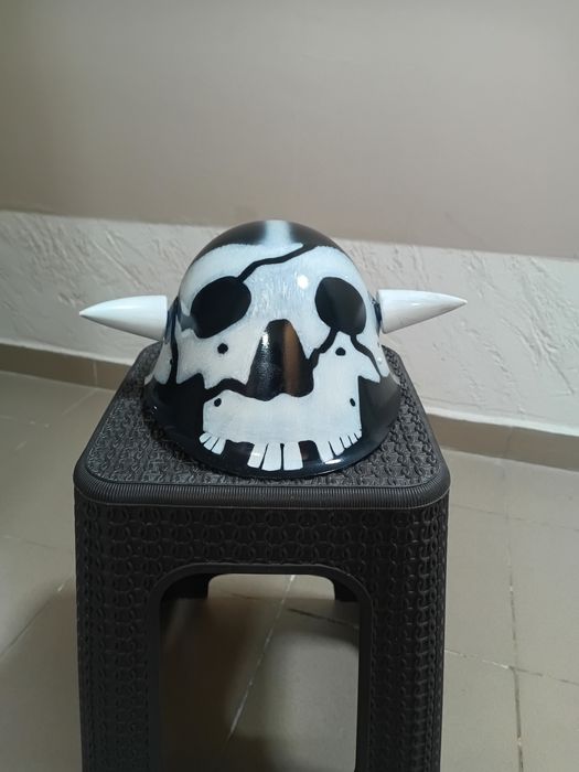 Casca moto custom,Billy puppet,aerografiat,chopper,retro,braincap