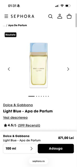 Dolce & Gabbana Light Blue noua varianta Apa de Parfum 100ml, nou, sigilat, 100% original cu posibilitate de verificare in persoana