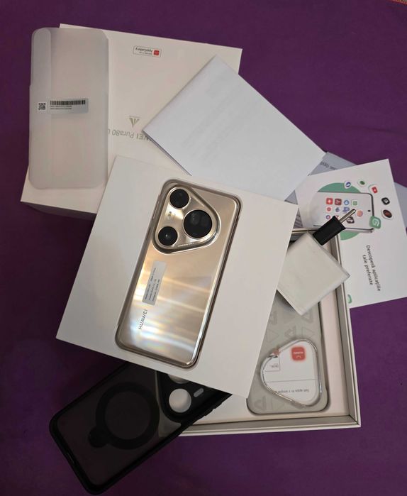Huawei Pura 80 Ultra 512GB 16GB RAM Prestige Gold ca Nou cu Garanție, încărcător 100w, husa magsafe