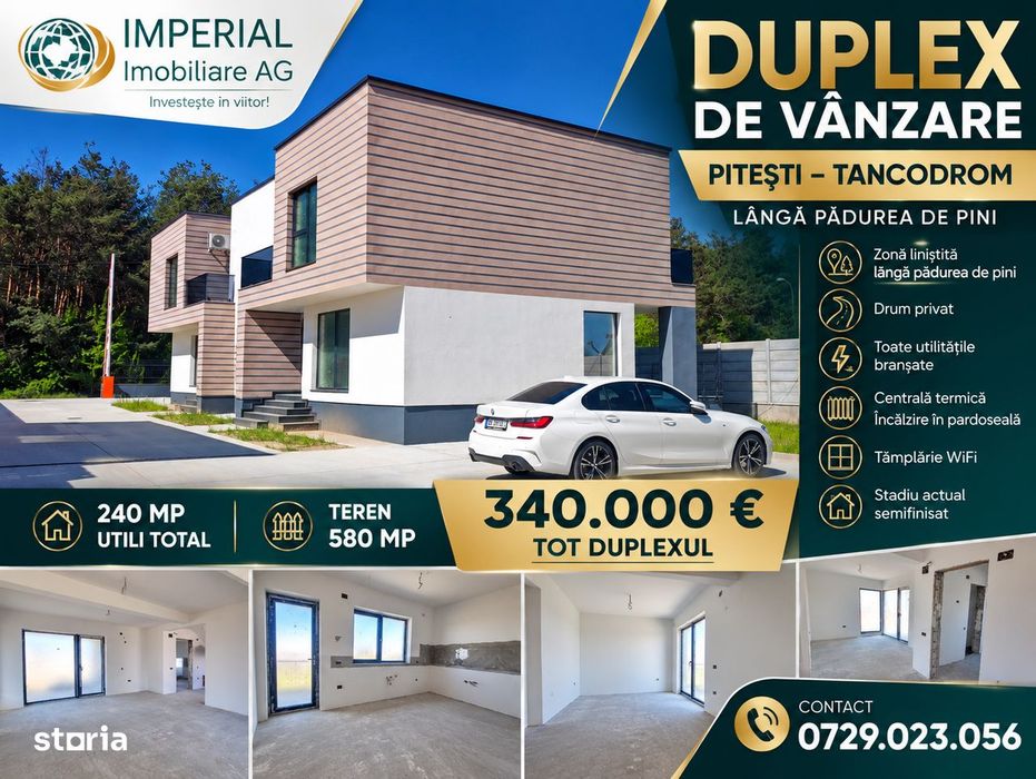 Duplex integral de vânzare - Pitești - Tancodrom  - Teren 580 mp