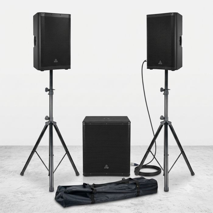 Sistem complet sonorizare activ Behringer - 2x topuri DSP115dr+bass DR18SUB