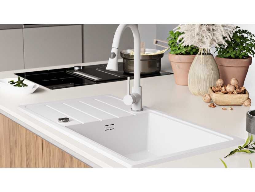 Кухненска Мивка от Гранит модел Копенхаген 900 x 500 Supreme - бял