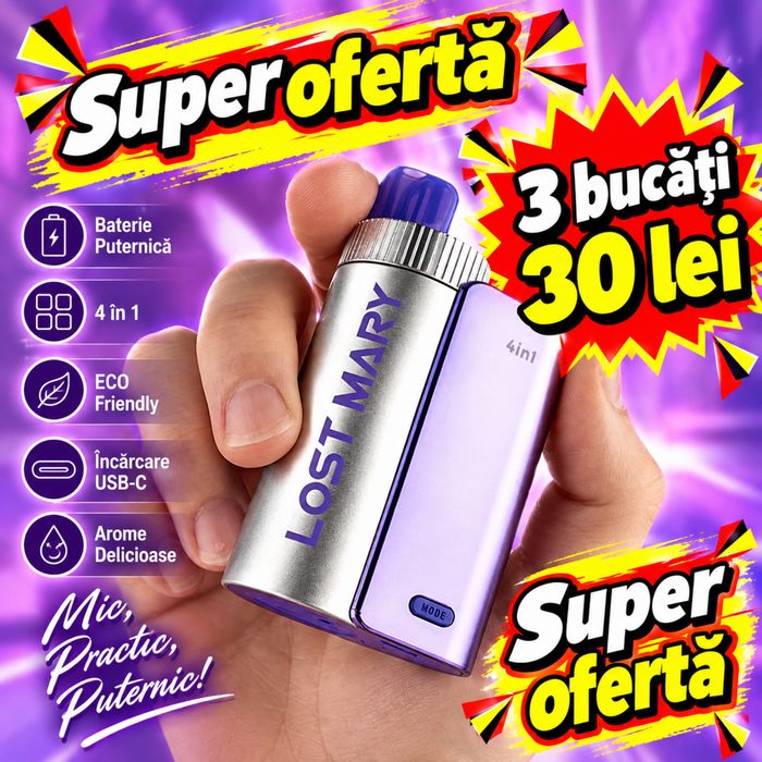 Vape Lost Mary 3200 Puffs 4 in 1 Pachet 3 bucati