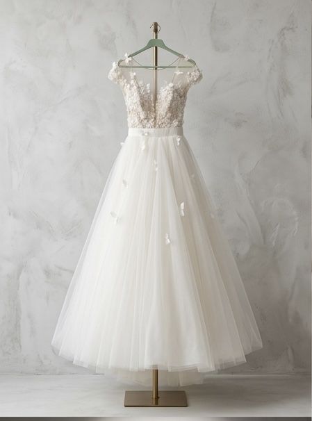 Rochie de mireasă Maya Fashion cu fluturi 3D & tul fin