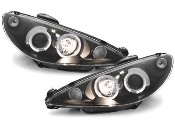Фарове Пежо 206 Лед Тунинг нови тъмни Peugeot 206 Led angle eyes Черни