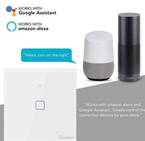 Sonoff T0EU1C единичен ключ за осветление с WiFi/сензорно управление