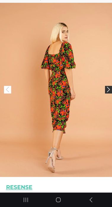 Rochie midi cu model floral din viscoza