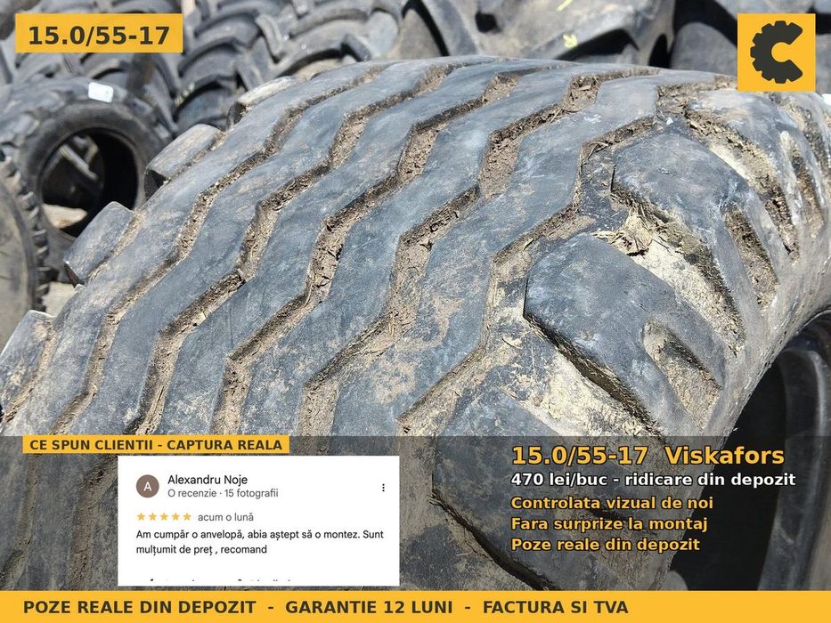 Cauciucuri Anvelope 15.0/55-17 15.0/55 17 1505517 Viskafors Remorca si Implement Utilaje Agricole SH Second Hand FACTURA TVA Garantie 1 An Stoc Real