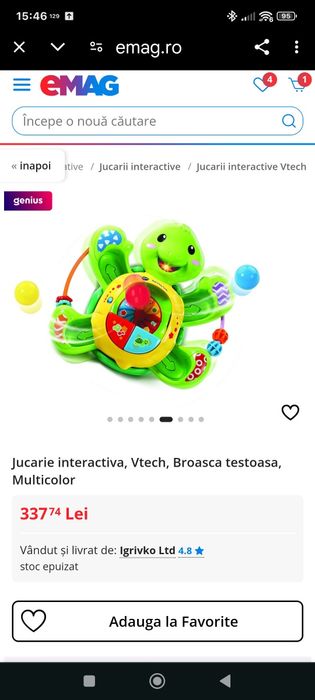 Reducere! Jucarie muzicală/ joc interactiv V'Tech, Țestoasa veselă