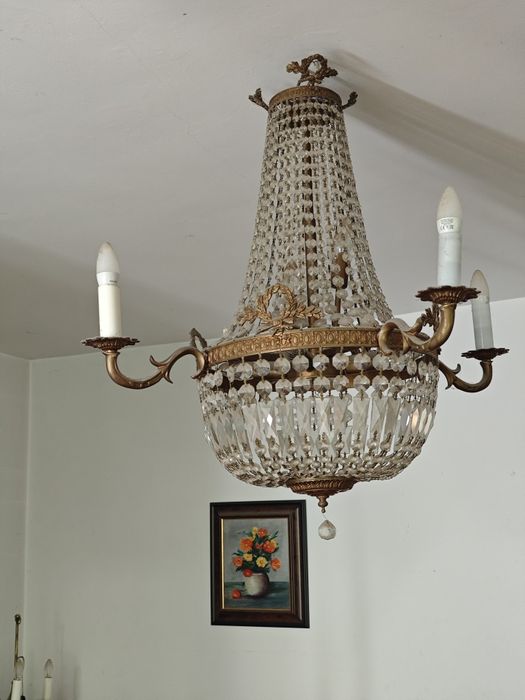 Candelabru Vintage Stil Empire – Bronz/Alamă masivă și Cristale