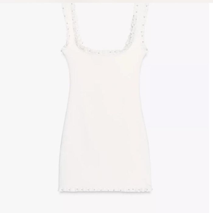 Бяла рокля ZARA с перли