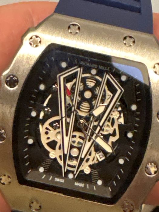 Ceas Richard Mille Silver, Curea albastru inchis