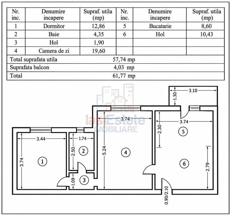 Apartament cu doua camere de vanzare in Frumoasa