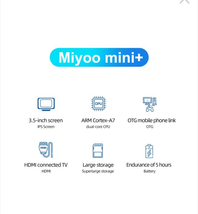 Игрова конзола Miyoo Mini Plus, 128 GB , прозрачен лилав цвят, преносима, поддръжка на 15+ ретро емулатора