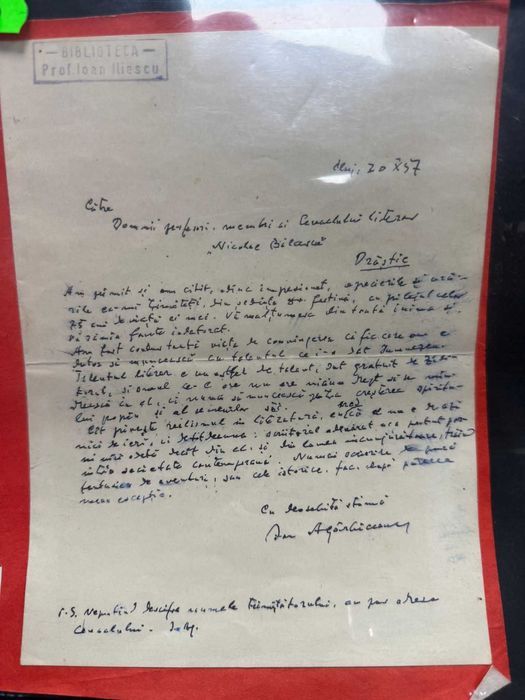 Scrisoare autografă semnată Ion Agârbiceanu