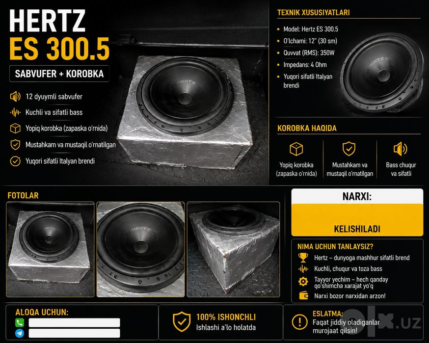 Original Hertz ES 300.5 — 12" / 1050W / 4 Ohm