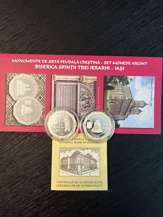 Set Monede BNR Monumente de Arta Feudala Crestina argint 2004