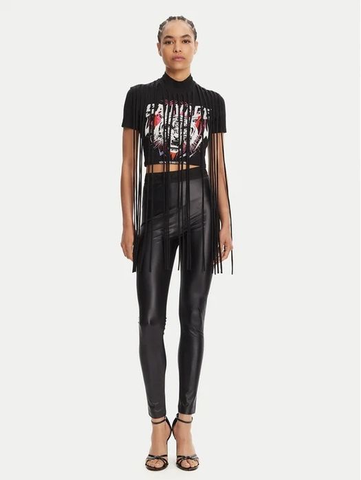 Дамска тениска Versace Jeans Black Fringed T-shirt