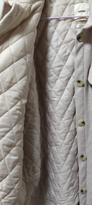 Гибрид пальто рубашка стёганный подклад. Пудровый цвет. Оверсайз.