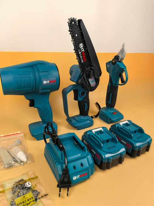 Set 3 scule electrice cu 2 baterii 88V si incarcator