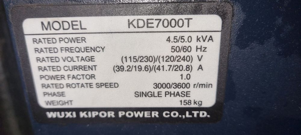 Генератор движок KIPOR KDE7000T