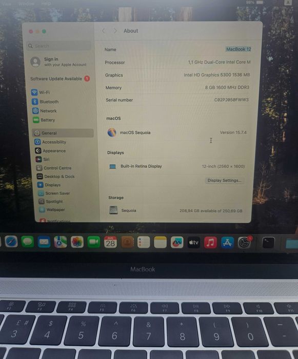 Macbook 12 Retina, Много добър външен вид, Mac OS 15 Sequoia