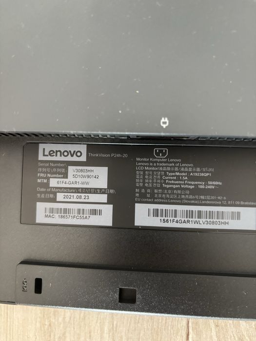 Monitor Profesional Lenovo ThinkVision P24h-20 NOU (2K QHD / IPS / USB-C 75W)