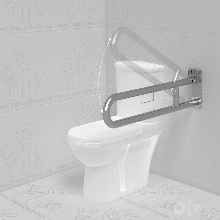 Поручень опорный для санузла, откидной, AISI 304, D38