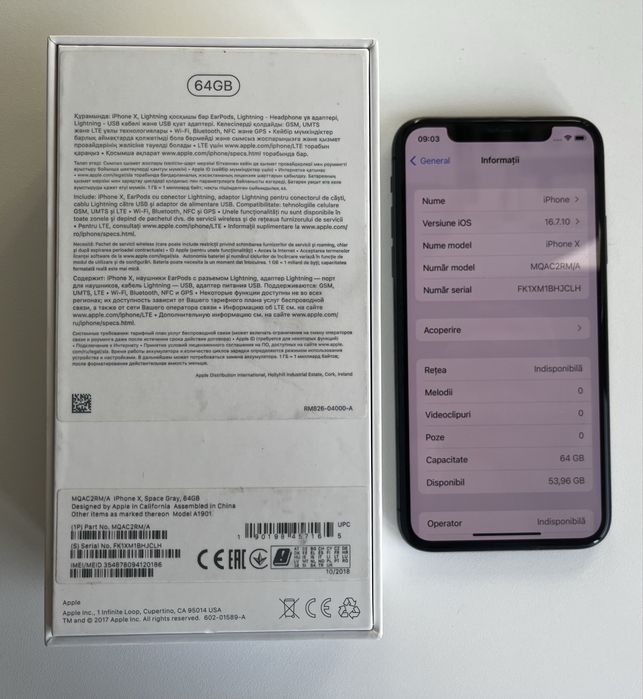 IPhone X 64GB impecabil si primiti un CADOU