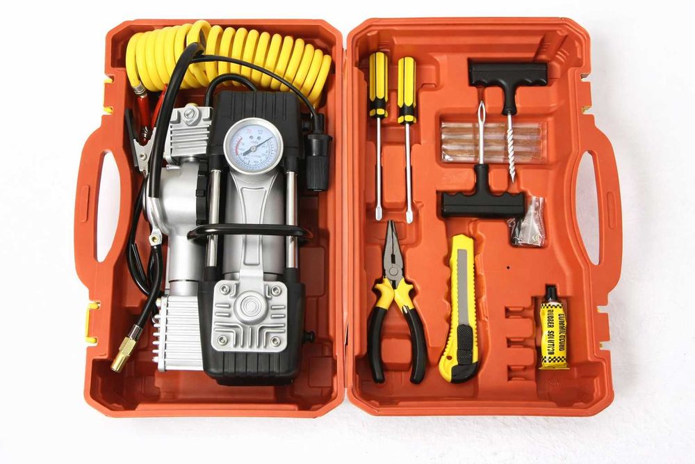 Trusa auto reparatii roti cu compresor 12V completa