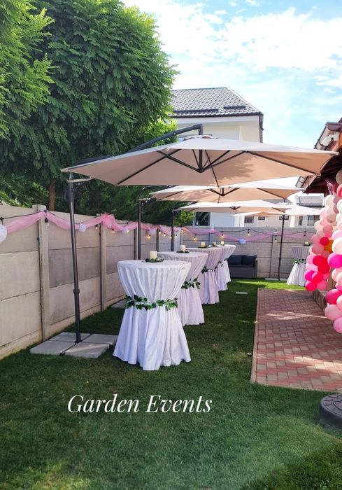 Mese scaune vesela de inchiriat umbrele ghirlande luminoase