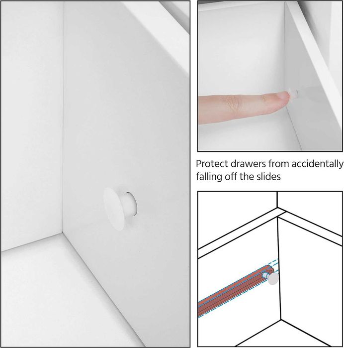 Дървен подов шкаф за баня Страничен с 4 чекмеджета, Свободностоящ  Бял